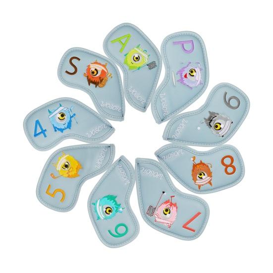 9Pcs Golf Club Head Covers Golf Club Wedge Iron Protective Headcover Thick Faux Leather Golf Iron Head Covers Golf Accessories