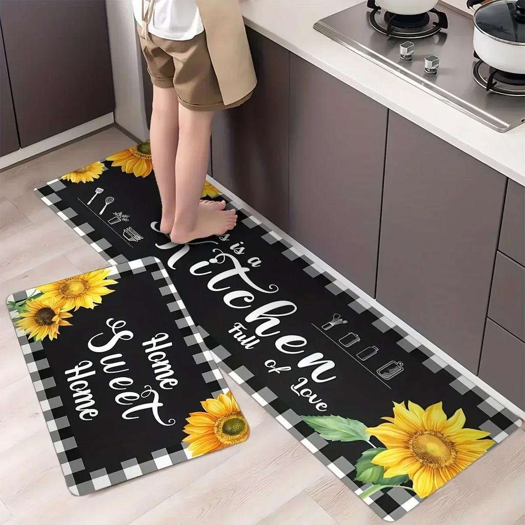 1 STK Blumen Willkommen Muster Fußmatten Küchenteppiche Rutschfest Pop Design Badezimmerteppiche Badematte Teppich für Zuhause Spüle Wäsche Dekor