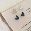 Sweet Heart Stud Fashion Earrings for Women Girl Cute Blue Pink Love Bling Glaze Earrings Aesthetic Designer Jewelry Party Gifts