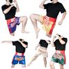 Thai Sawadee Muay Thai Pants, Kickboxing, Training, Gym, Loungewear, Unisex, Satin (L, Gold/Red)