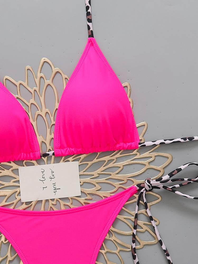 Bikini da Spiaggia da Donna con Stampa Leopardata Sexy 2026 Costume da Bagno con Laccetti al Collo e Perizoma Micro Set Bikini Costumi da Bagno Femminili per Donna da Indossare