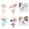 Christian Resins Crosses and Butterfly Keychain with Tassels for Daily Key Organization and Backpack Bag Decoration