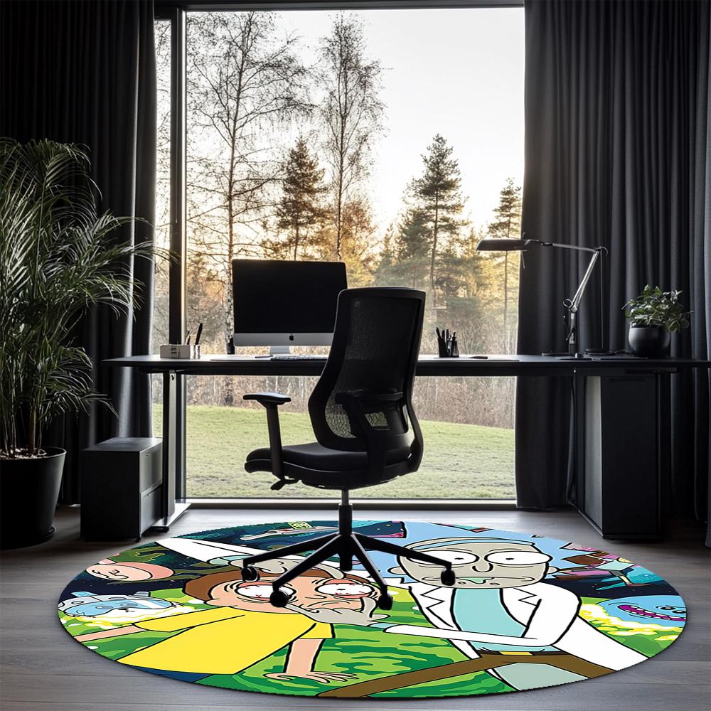 Rick and Morty Printed Round Rug Carpet Chair Rug Area Rug Entryway Doormats,for Office Chair Living Room Bedroom Kitchen Room.