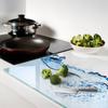 Tempered Glass Kitchen Serving Board with Water Graphics 80x52 Cm