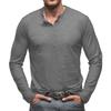Men's Solid Color Long Sleeve T-Shirt Shirt Men's Casual Sports Top - Seven Buttons
