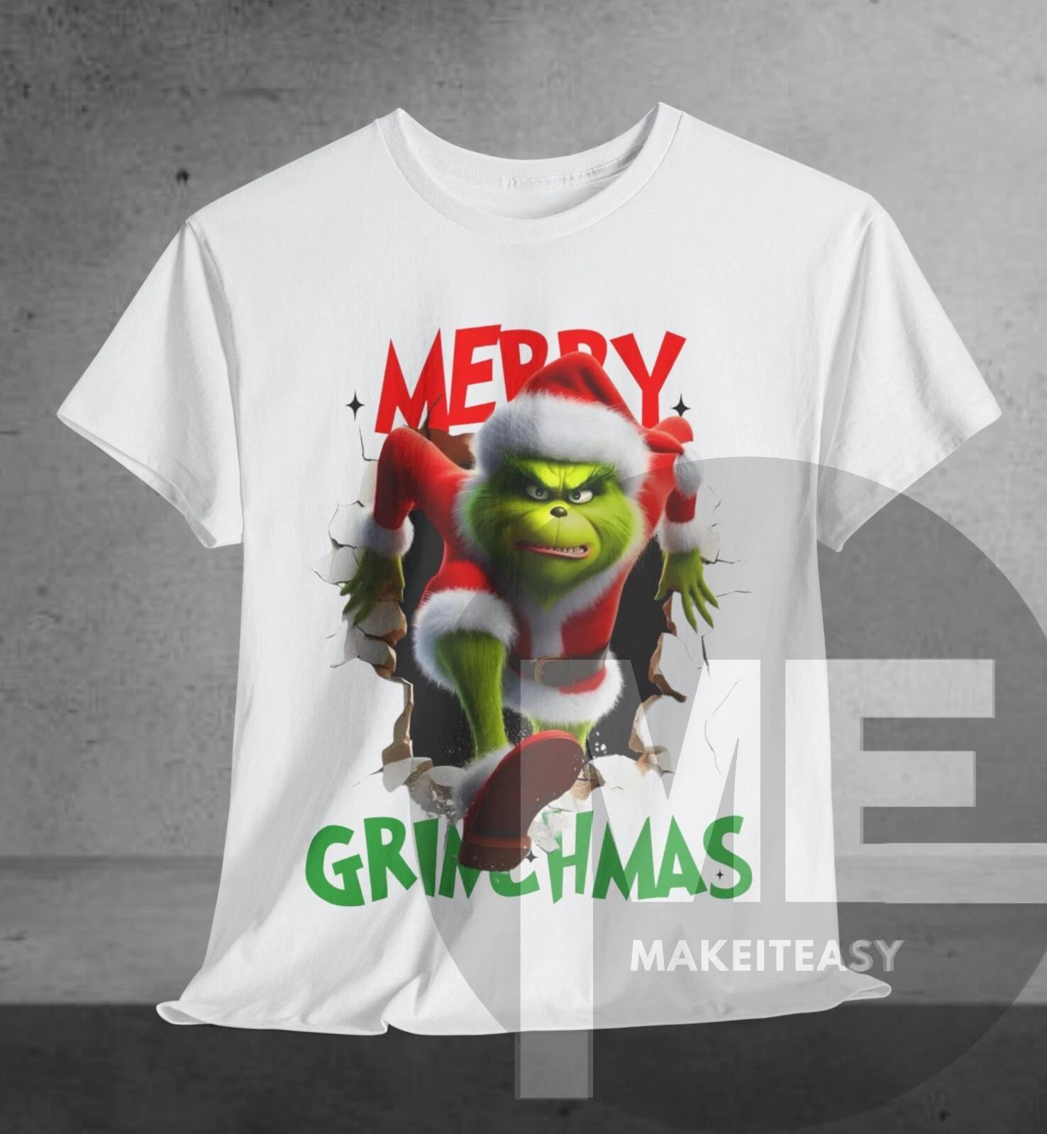 Men s and Women s T-shirts Christmas Merry Grinchmas Santa Grinch T-shirt Funny Gift M