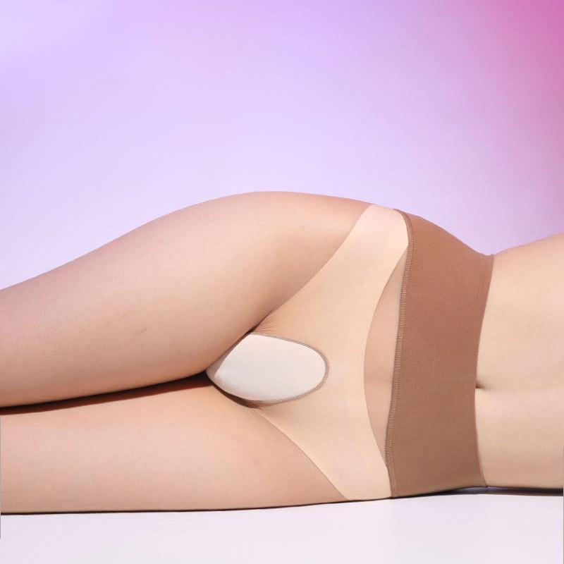 . Bezešvé hluboký rozkrok otevřený rozkrok punčocháče dámské sexy ultra tenké sametové hedvábné punčocháče neviditelné maskovací ponožky Ling