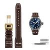 Für IWC Big Pilot Mark 18 Spitfire Braun blau Rindsleder Faltschließe Uhrenarmband Herren Echtes Leder Nieten Armband 21 22mm
