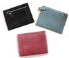 [Zeehana] Genuine Leather Slim Card Case with Coin Compartment (Gray)