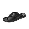 Men's Genuine Leather Toe Post Flip-Flops: Casual Embossed Summer Sandals