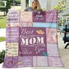 1pc Best Mom Ever Flannel Blanket - Soft Warm Cozy Bedspread Suitable for All-Season Use, Ultrasound-Pressed Floral Butterfly & Heartfelt Messages (Be