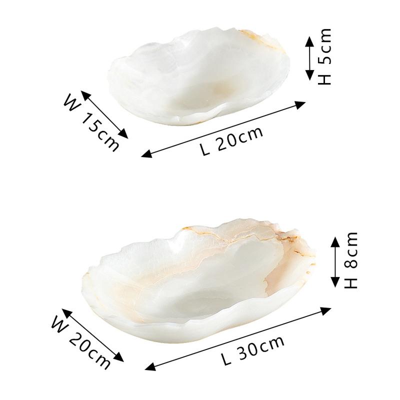White Onyx Natural Marble Serving Tray for Fruit Salad Snacks Decorative Bowl for Kitchen Counter Entryway Table Home Decor