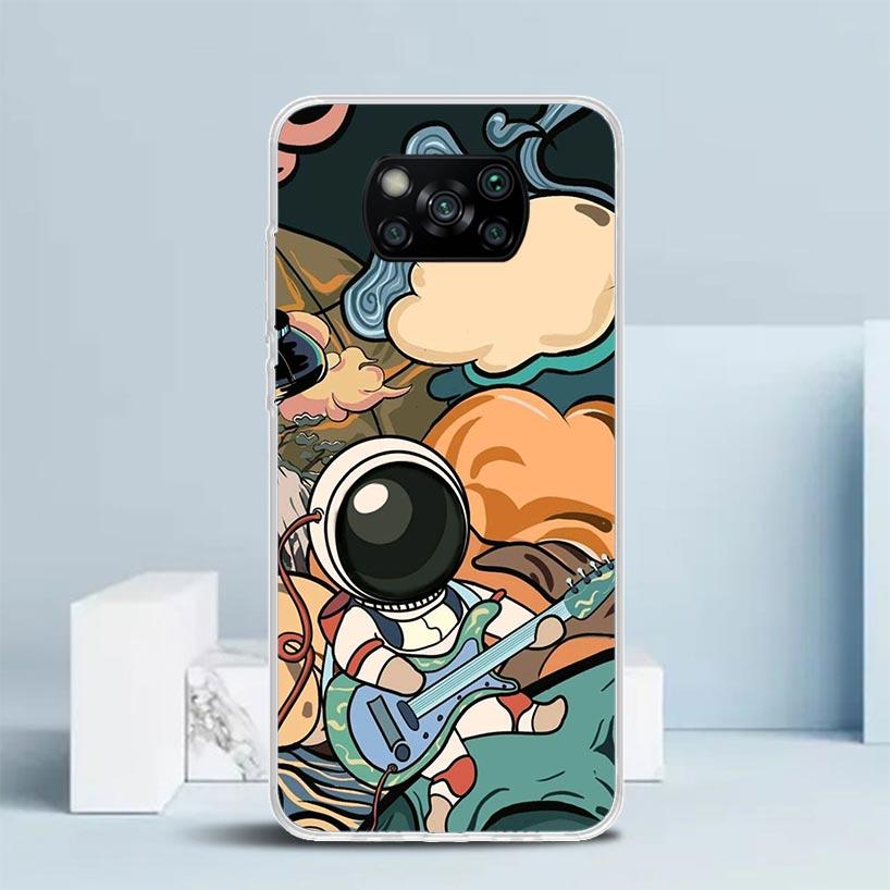 Cartoon Planet Astronaut Star Rocket Phone Case For Xiaomi Poco F7 Ultra X5 X6 X7 Pro M7 Redmi 15C 15 13C 13 12C 12 10C 10 10A 9