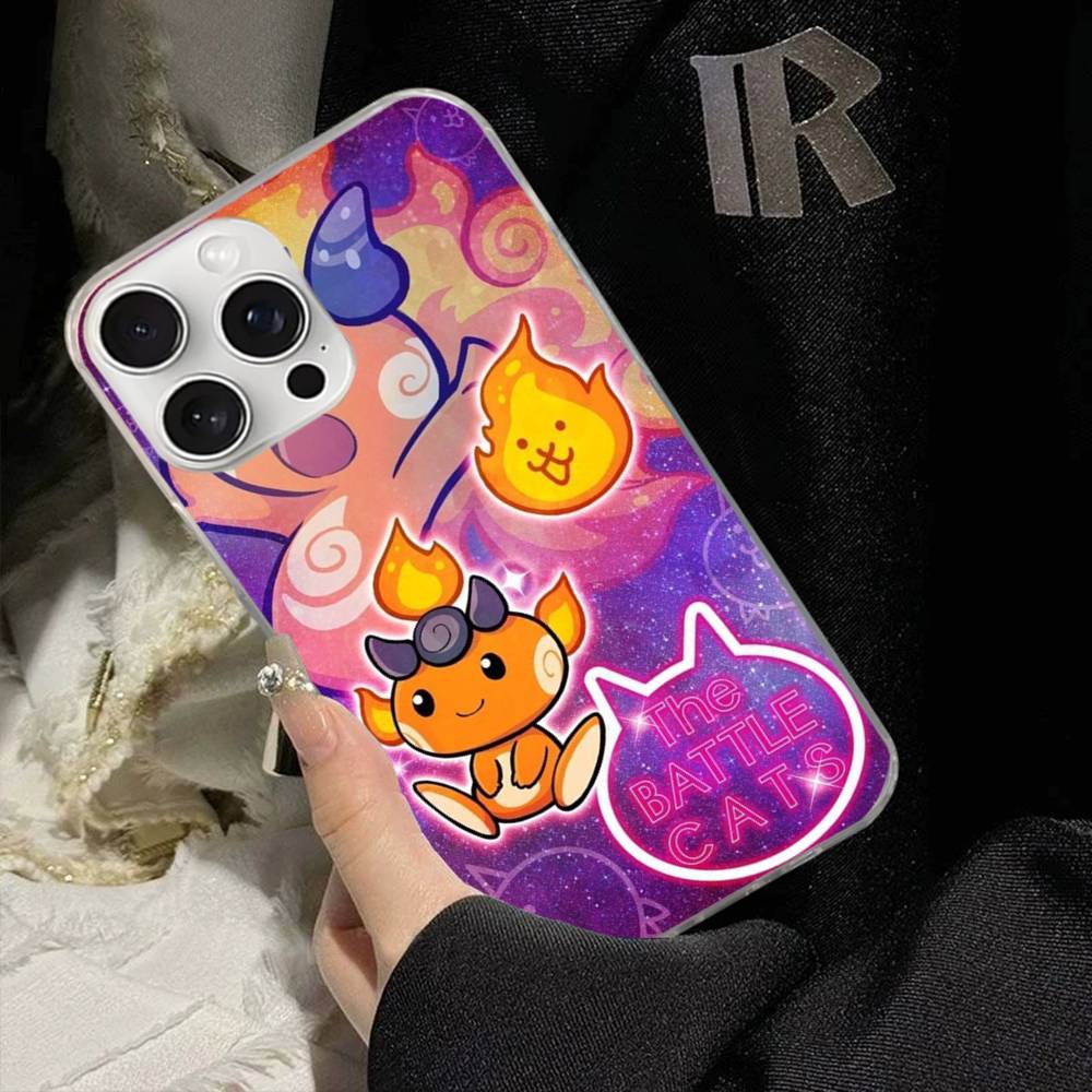 B-Battle Cats Anime Game For IPhone 17 16 15 14 Plus 13 12 11 Pro Max Phone Cover Back Satin Colorful Surface