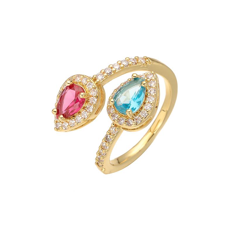 HECHENG,Copper Plated 18K Golden Exquisite Luxury Snake Teardrop Zirconia Ring Niche Design Women s Jewellery Banquet Ring resizable