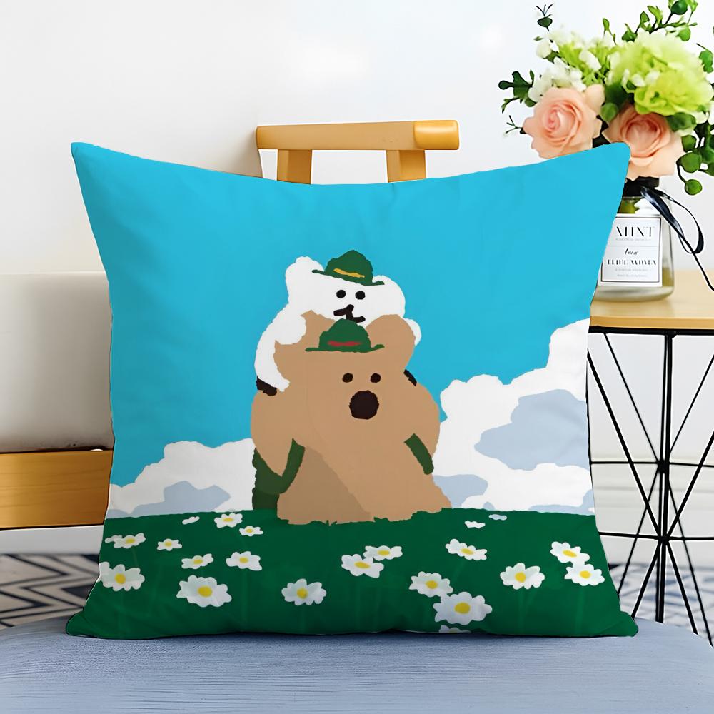 Korean Stationery DDinotaeng Cushion Cover Washable Linen Comfort Soft  for Sofa Bed Cozy Home Room Decor