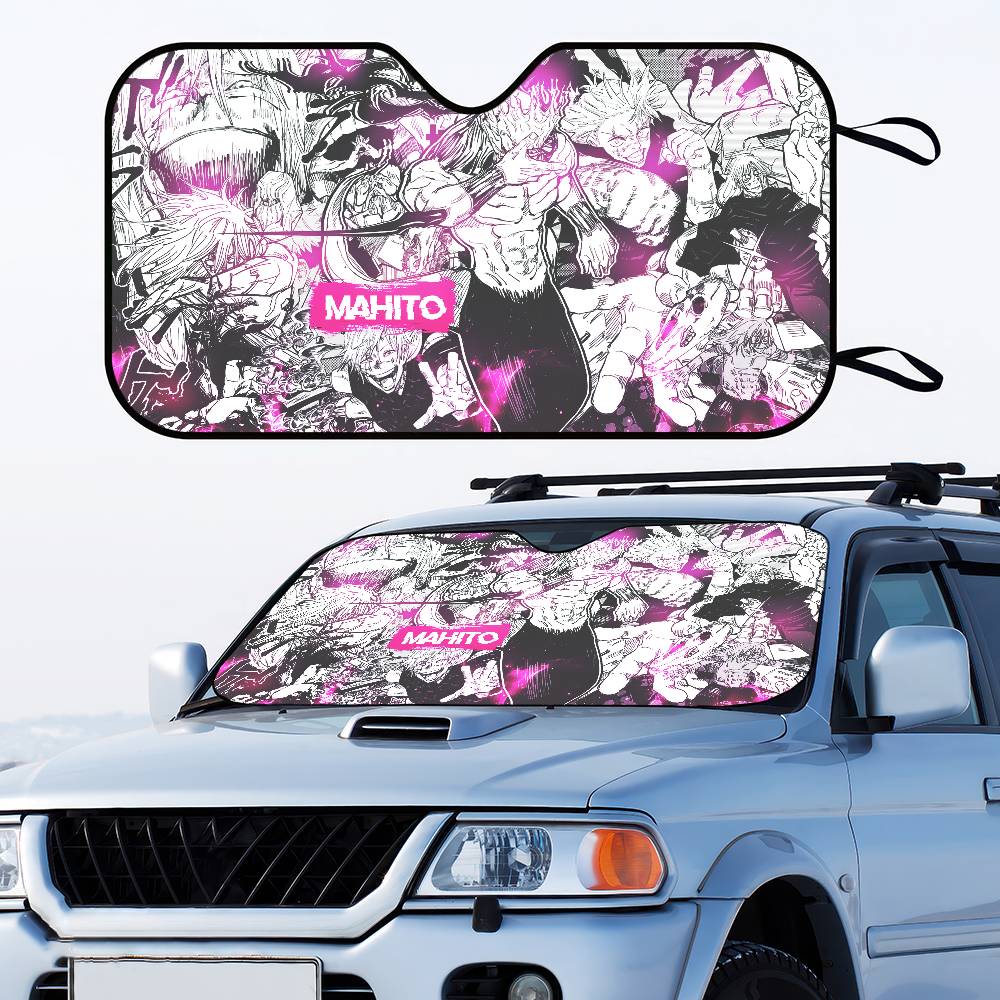 Anime Jujutsu Kaisen Gojo Satoru Summer Car Sunshade Front Windshield Sunshade Sunblock Thermal Insulation Sunshade Umbrella
