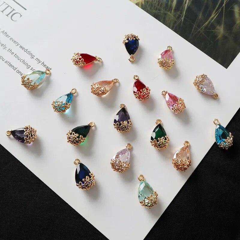10pcs/bag Water Drop Pendant Crystal Beads Charms Faceted Teardrop Glass Diy Handmade Jewelry Necklace Earrings Accessories