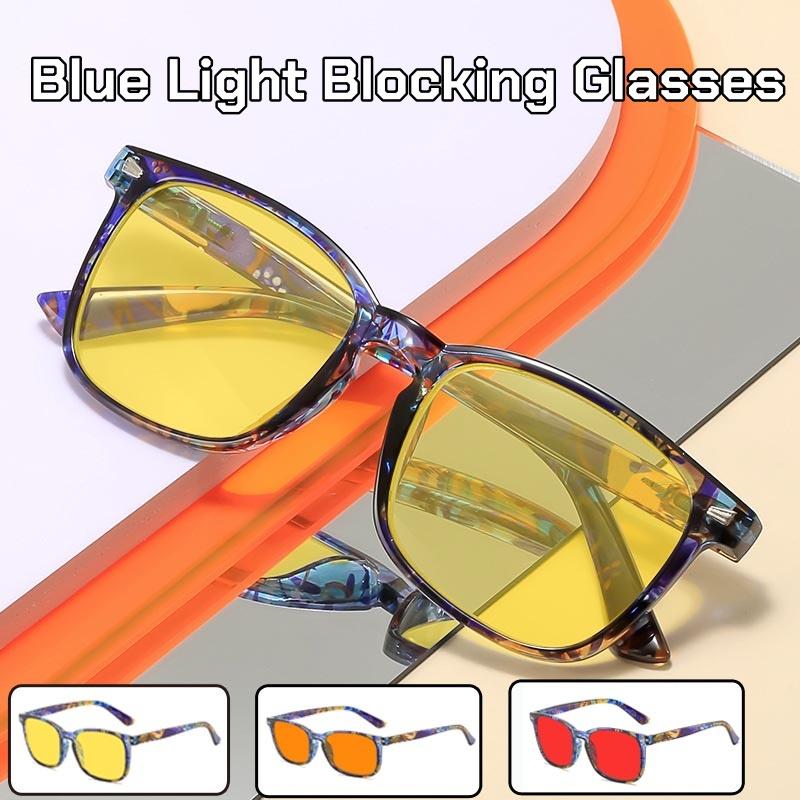 Large Frame Blue Light Blocking Glasses Night Vision Glasses for Night Driving Orange or Red Lenses Protection Plain Glasses