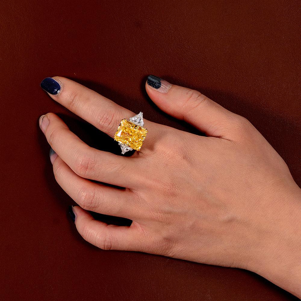 Tancise Smykker Sterling Sølv Ring Håndinnlagt 7a Zircon Ice Cut 13 * 16 Rektangulær Kvinners Personlighet Ring