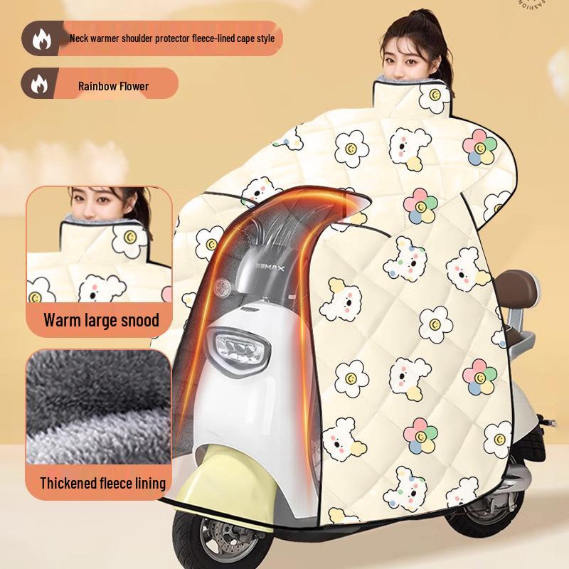 Winter Windproof Plush Electric Bicycle & Motorcycle Cover - Thickened, Enlarged, Waterproof, Coldproof.