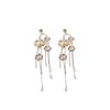 Diamond-Studded Silver Flower Tassel Earrings: Luxurious European and American Style, Elegant & Chic Dangle Earrings for Women