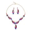 Luxury European & American Teardrop Gemstone Jewelry Set: Necklace and Earrings for Evening Banquets