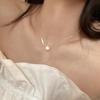 Women Ins Style Minimalist Single Pearl Fashion Versatile Snake Chain Necklace