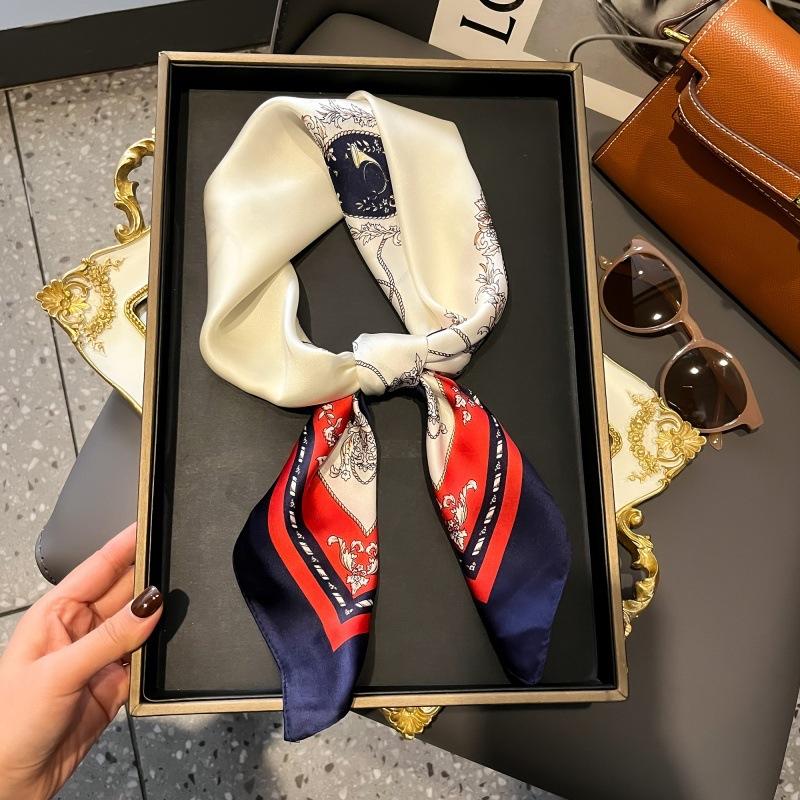 High-end large square scarf silk scarf women's new versatile neck summer thin bag head mother scarf with shawl