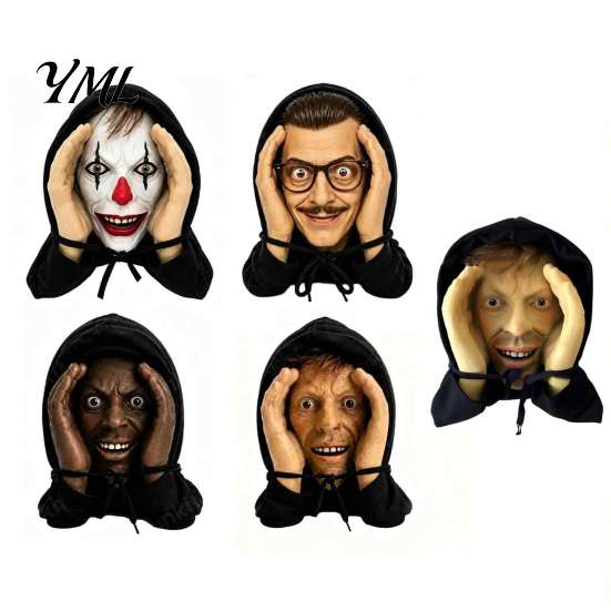 Strašidelné samolepky na okno, Strašidelná maska na žert, Realistická halloweenská strašidelná rekvizita na sklo, venkovní ozdoby, Povrchy, Děsivá závěsná dekorace obličeje, Strašidelná