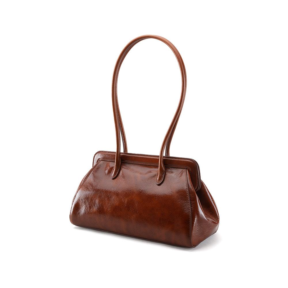 Cowhide Bag 2025 New Large-capacity Leather Women's Bag Fashionable First Layer Oil Wax Leather Underarm Bag