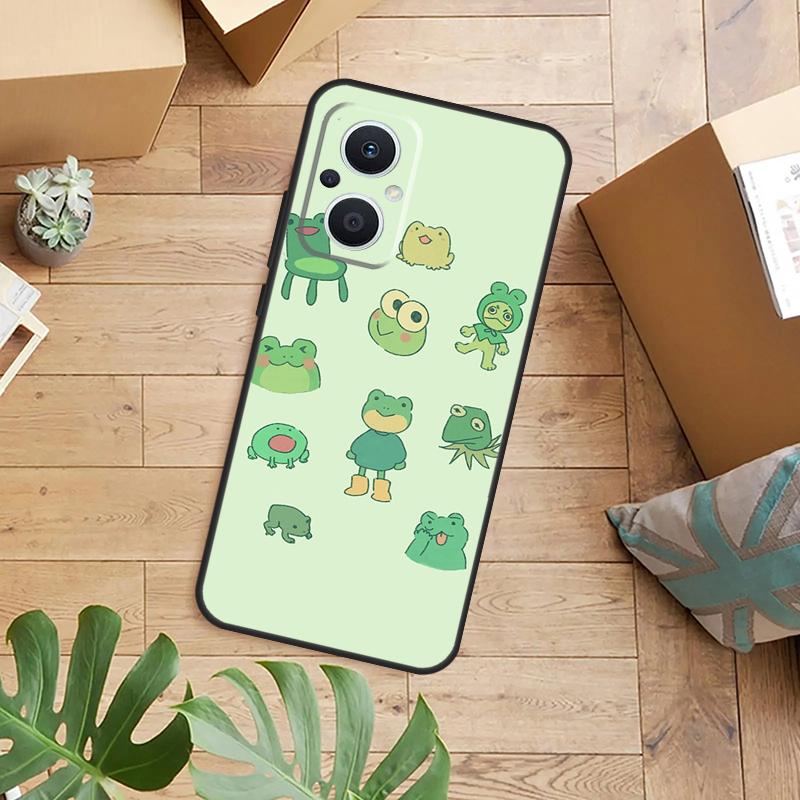 

Cute Green Frog Case For OPPO Reno 14F 13F 12F 10 11 12 13 14 Pro 8T 7 8 Lite OPPO Find X8 X6 X5 X9 Pro Cover OPPO Reno10 5G