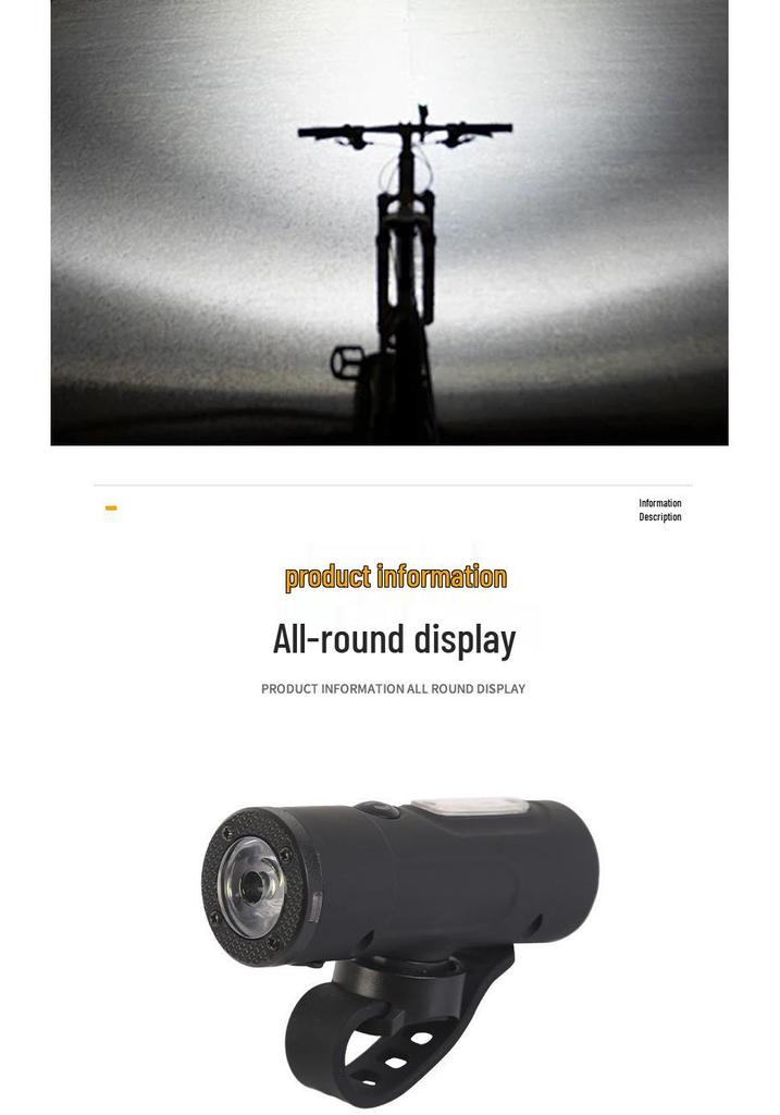 Bicycle Smart Front Light, Type-C Charged, Long Battery Life, Power Display, Large Capacity, Light-Sensitive, Ideal for Night Riding.