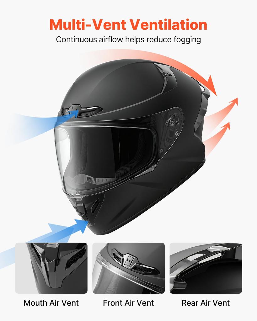 VEVOR Full Face Motorcycle Helmets, Adult Motocross Dirt Bike Helmet with Clear Visor