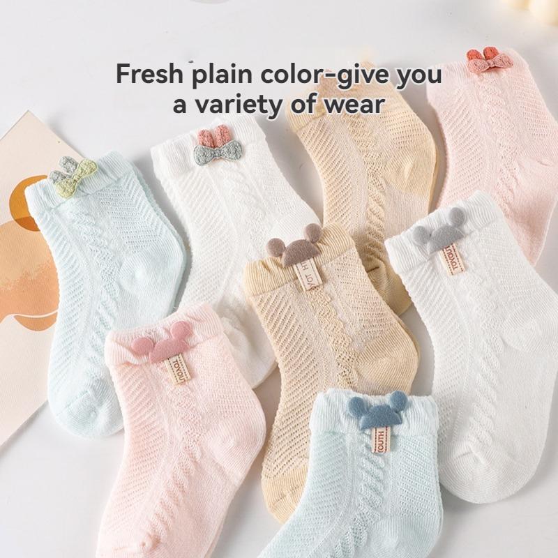 4 Paar Neugeborenen Socken Baby Sommer Dünn Niedlich Niedlich Mittelhohe Kurze Socken Mode Neu Baby Nahtlos Atmungsaktiv Mittelhohe Socken