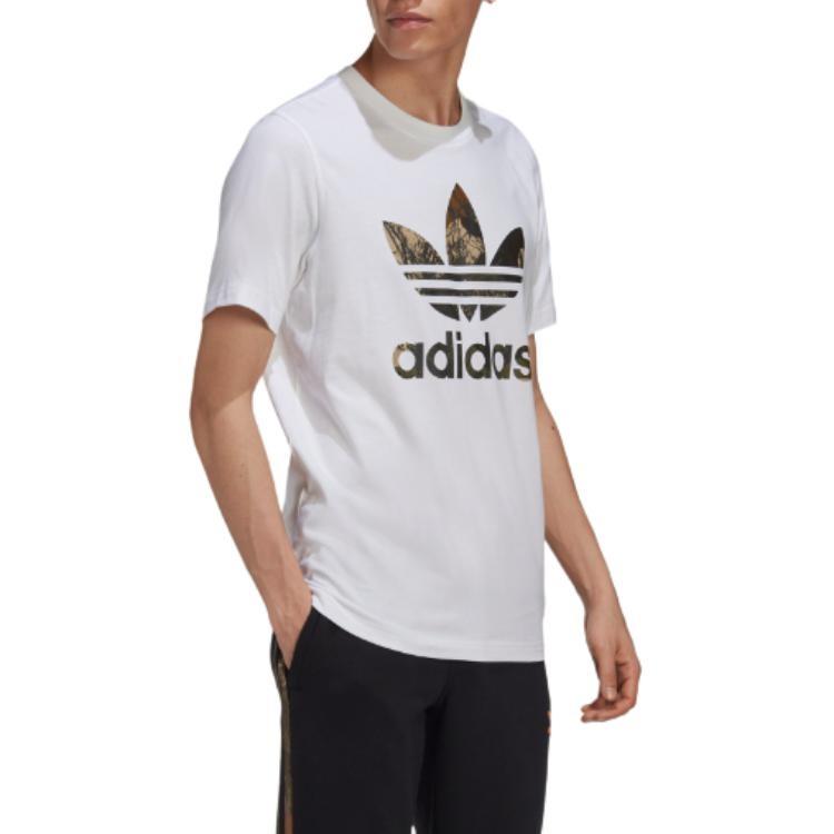 adidas originals CAMO TRF TEE Large logo Printing Sports Short Sleeve White Men's GD5949