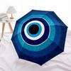 1PC Blue Evil Eye Decor Automatic Open/close Umbrella with 8-Rib Structure for Women/Men, All-Season Use - Travel Essential, Stylish Accessory, Highqu