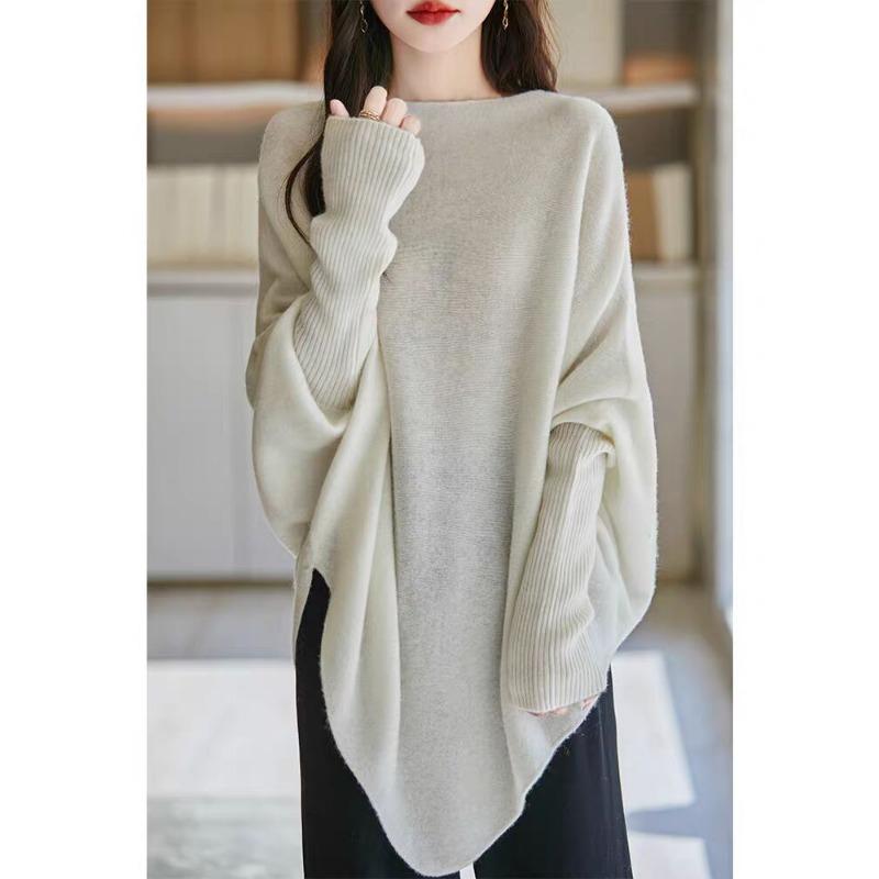 DIMANAF 2025 Autumn Winter Women Sweaters Pullover Tops Knitted Basic Tees Sweater Bat Sleeve Loose