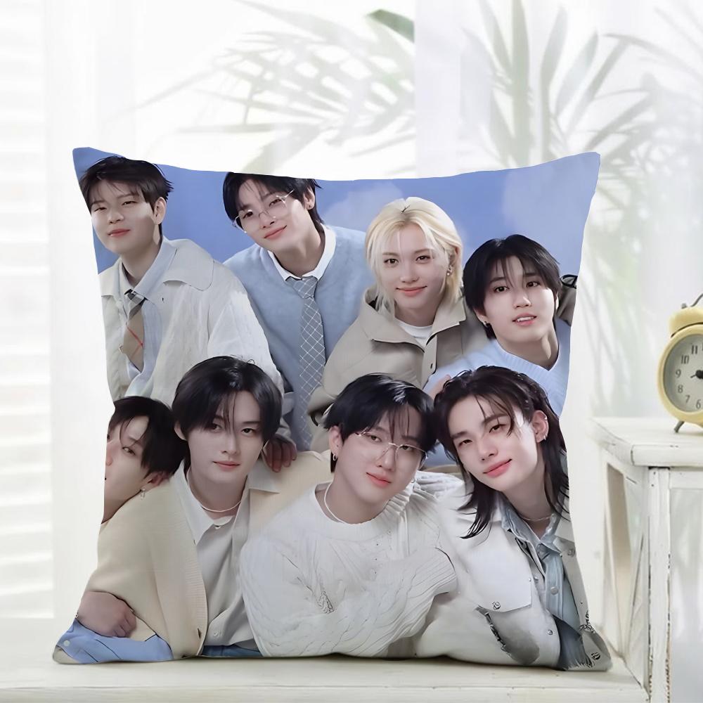 SStray Kids Cushion Cover Daily Washable Linen Pillowcase Soft for Sofa Bed Home Room Decor