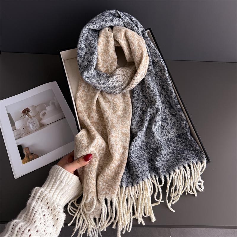 Fashion Double Side Women Winter Warm Scarf Tassels Shawl Cashmere Foulard Pashmina Hijabs Lady Scarves Wraps