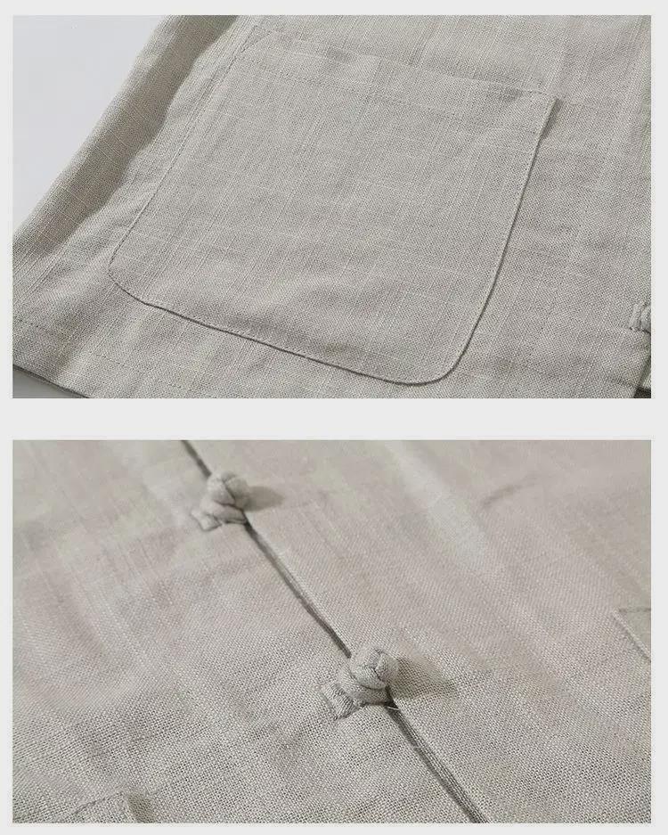 Sommerweste aus Baumwoll-Leinen im chinesischen Tang-Anzug für Herren – leicht, für mittleres und älteres Alter, große Größen erhältlich