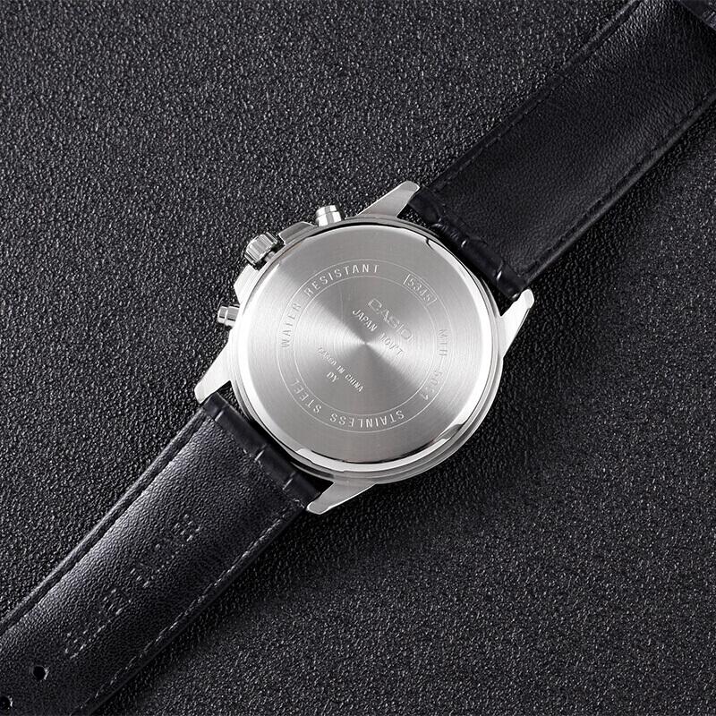 Casio Dress Three Eye Design Waterproof Pointer Simple Quartz Movement Leather Strap Men Watches Black MTH-5001L-1APR