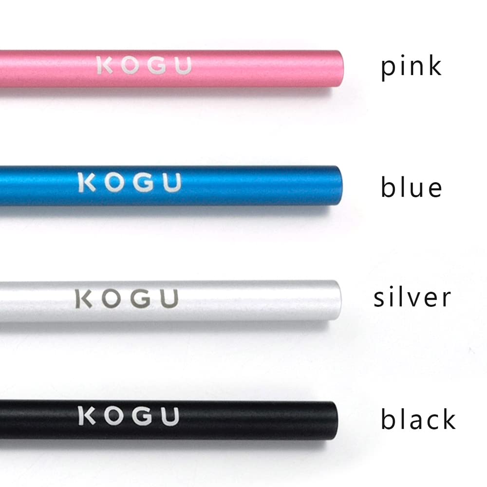 KOGU Coffee Kogu Straw, Aluminum, 7mm [Made in Japan], Reusable and Washable, with Brush, Eco-Friendly, for Cold Drinks, Black, Tsubame-Sanjo, 43941,