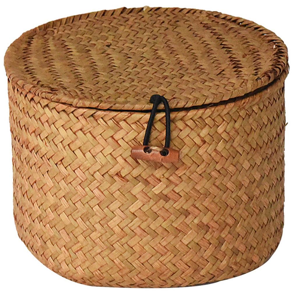 Round Handmade Seagrass Storage Box Decorative ganizer Baskets Toilet Paper Holder Gift Container Woven Desktop Basket For 18x18CM