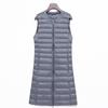 Womens Mid-Length Sleeveless Down Vest White Duck 51-100g Warm Lightweight Outerwear Winter Office Casual