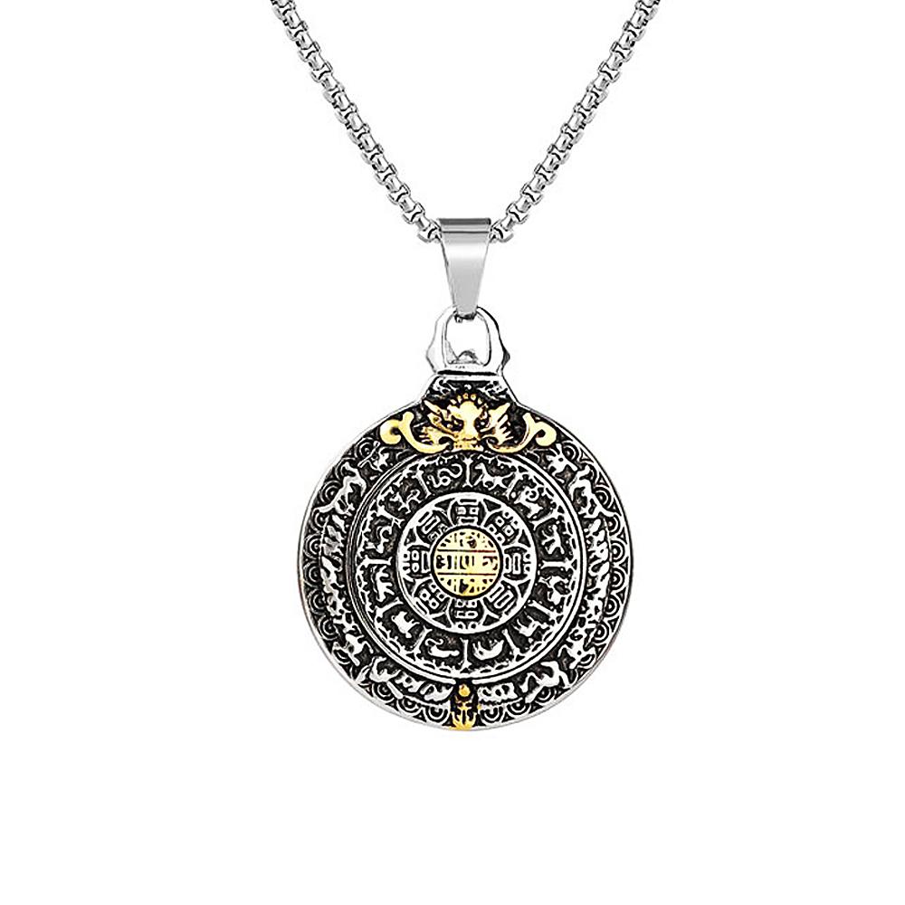 Retro Amulett Neun Paläste Bagua Anhänger Edelstahl Tierkreis Herren Halskette Punk Anhänger Kette Schmuck Geschenk