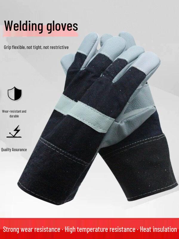 ZISIZ Short Soft Cowhide Welding Gloves