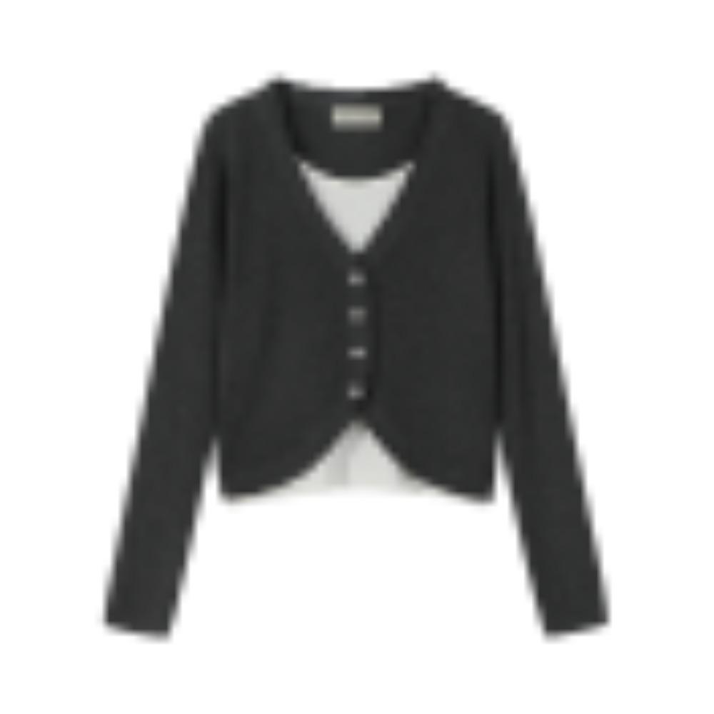 

Два свитера с длинным рукавом для женского отдыха в новом осеннем стиле с отделкой края «черный гриб», цветной блок, пэчворк, вязаный базовый слой one size темно-серого