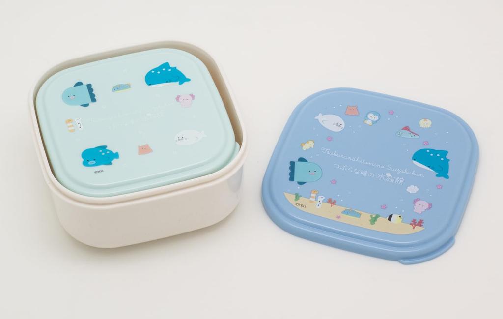 OSK Lunch Rundes Auge Aquarium Hergestellt in Mikrowelle Nesting Perfekt für und Klein und Box, Design, 2-teiliges Set, Blau, 360ml/550ml Fassungsvermögen, Japan, Sicher,