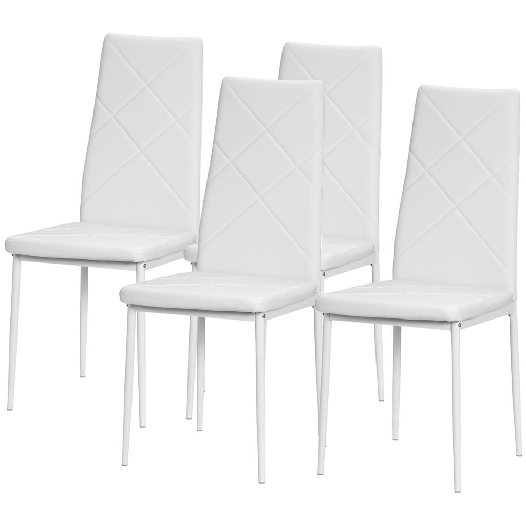 Set di 4 Sedie, Sedie da Pranzo, Sedie da Cucina, 41 cm x 50 cm x 97 cm, Bianco